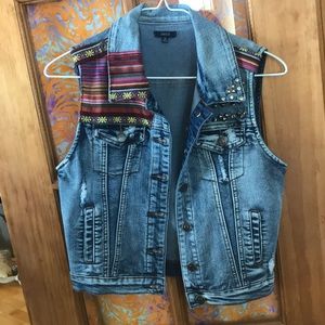 Distressed/Studded Denim Vest